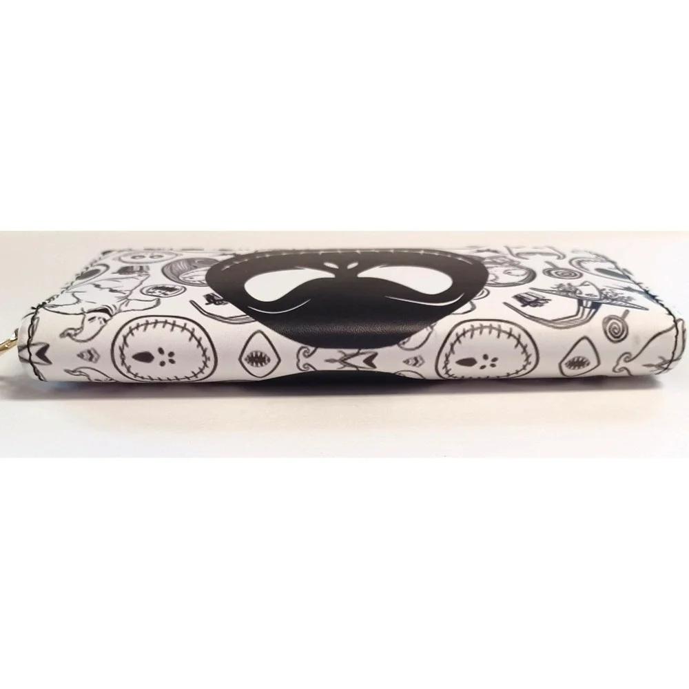 Disney Nightmare Before Christmas Jack Skellington Zip Around Wallet Black White